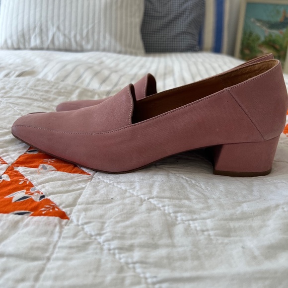 BY FAR Shoes - By Far Blush Suede Square Toe Pump Heel Loafers 37 6.5 7